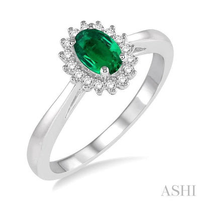 Oval Shape Gemstone & Halo Diamond Ring