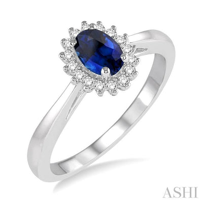 Oval Shape Gemstone & Halo Diamond Ring