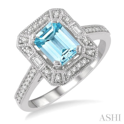 Emerald Shape Gemstone & Diamond Ring