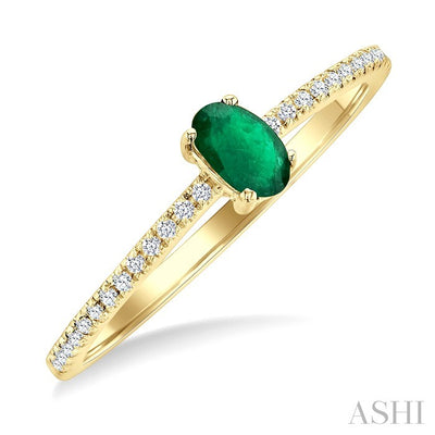 Oval Shape Gemstone & Petite Diamond Fashion Ring