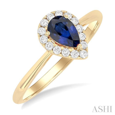 Pear Shape Gemstone & Halo Diamond Ring