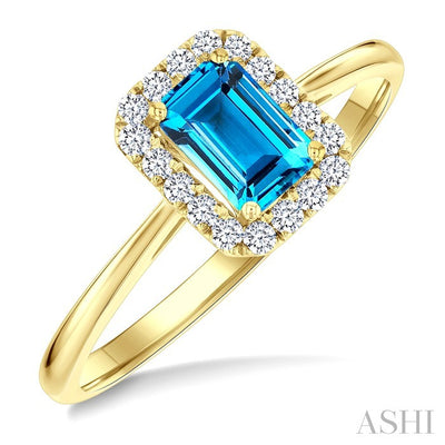 Emerald Shape Gemstone & Halo Diamond Ring