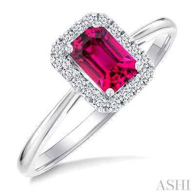 Emerald Shape Gemstone & Halo Diamond Ring