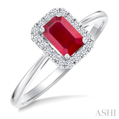 Emerald Shape Gemstone & Halo Diamond Ring