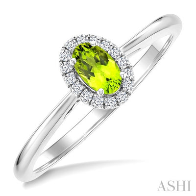 Oval Shape Gemstone & Halo Diamond Ring