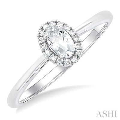 Oval Shape Gemstone & Halo Diamond Ring