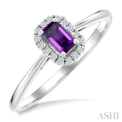 Emerald Shape Gemstone & Halo Diamond Ring