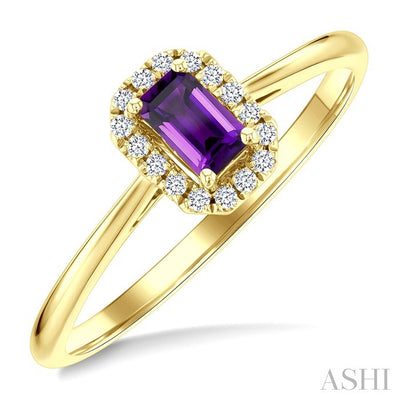 Emerald Shape Gemstone & Halo Diamond Ring