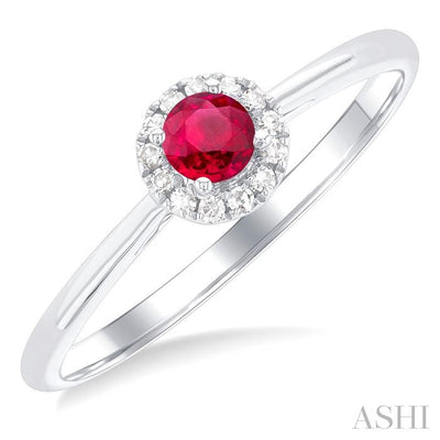 Round Shape Gemstone & Halo Diamond Ring
