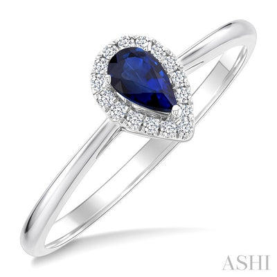 Pear Shape Gemstone & Halo Diamond Ring