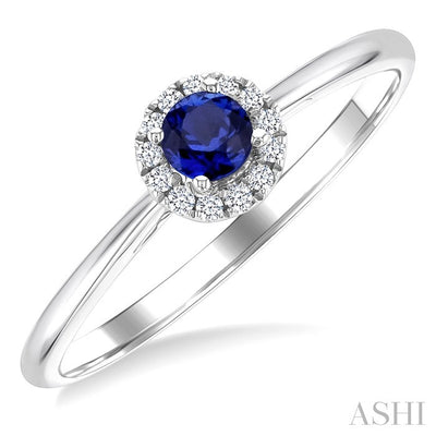 Round Shape Gemstone & Halo Diamond Ring