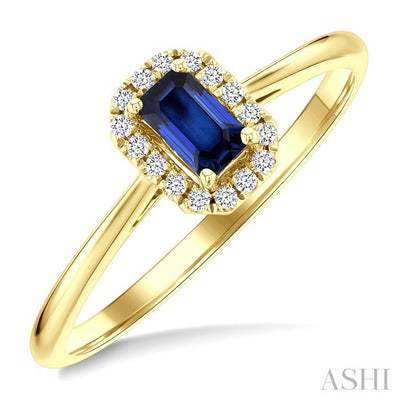 Emerald Shape Gemstone & Halo Diamond Ring