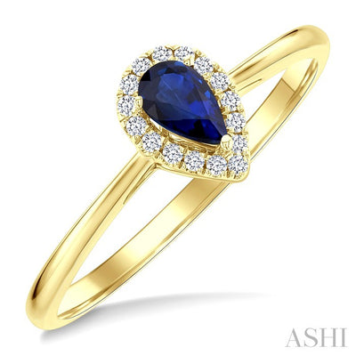 Pear Shape Gemstone & Halo Diamond Ring