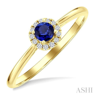 Round Shape Gemstone & Halo Diamond Ring