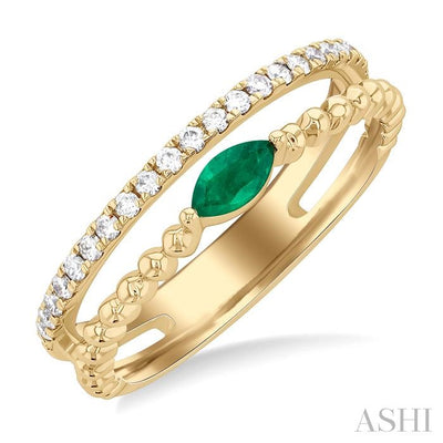 Bead Marquise Shape East-West Gemstone & Diamond Ring