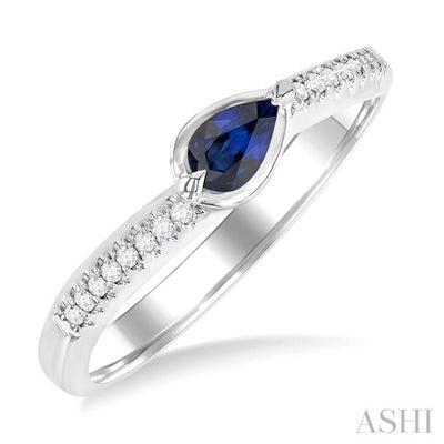 Pear Shape East-West Gemstone & Diamond Ring
