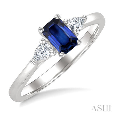 Emerald Shape Gemstone & Diamond Ring