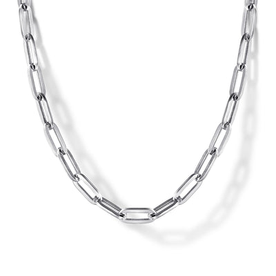 32" Sterling Silver Solid Paperclip Chain