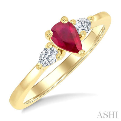 Pear Shape Gemstone & Diamond Ring