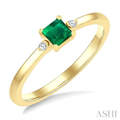 Princess Shape Gemstone & Petite Diamond Ring