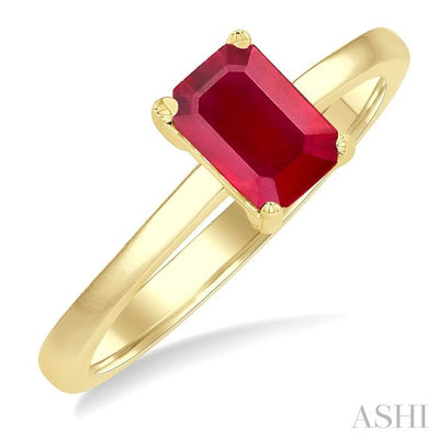 Emerald Shape Gemstone Solitaire Ring