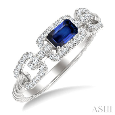 Emerald Shape Gemstone & Diamond Fashion Ring