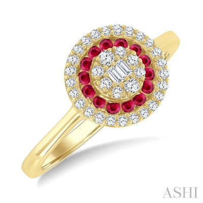 Round Shape Gemstone & Diamond Fusion Ring