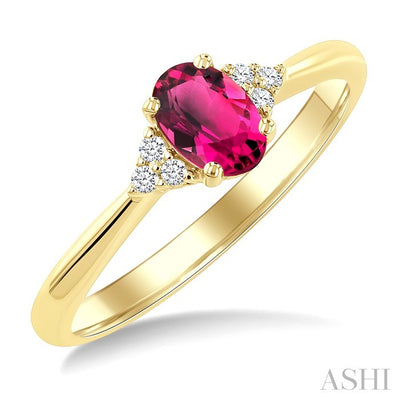 Oval Shape Gemstone & Diamond Ring