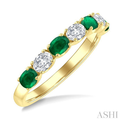 Oval Shape Alternate Gemstone & Diamond Fashion Band