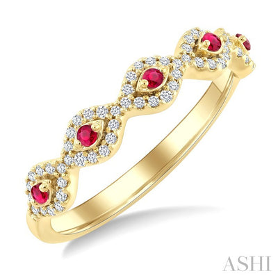 Stackable Evil Eye Gemstone & Diamond Fashion Ring