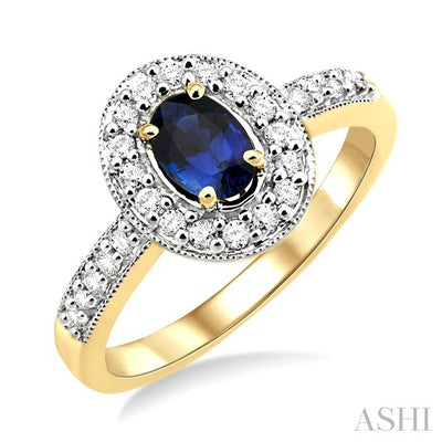 Oval Shape Gemstone & Diamond Ring