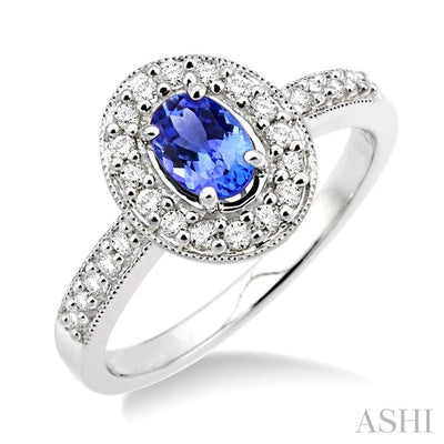 Oval Shape Gemstone & Diamond Ring