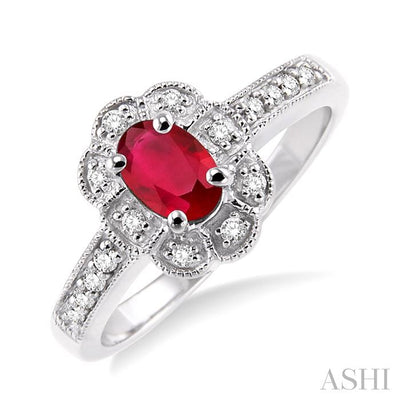 Oval Shape Gemstone & Halo Diamond Ring
