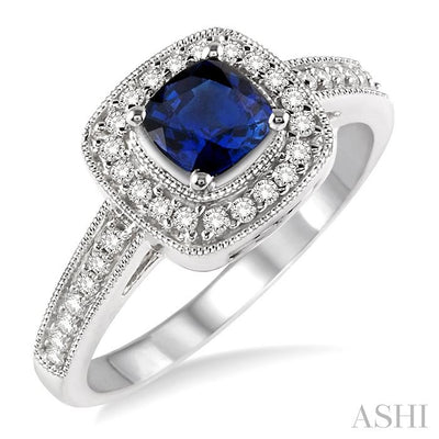 Cushion Shape Gemstone & Halo Diamond Ring