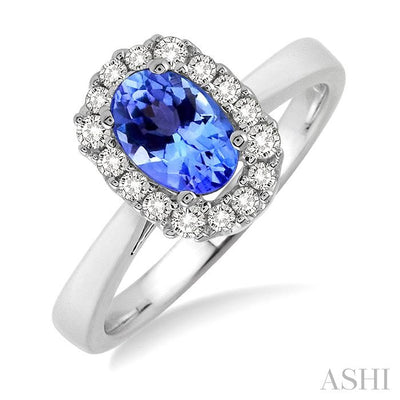Oval Shape Gemstone & Halo Diamond Ring