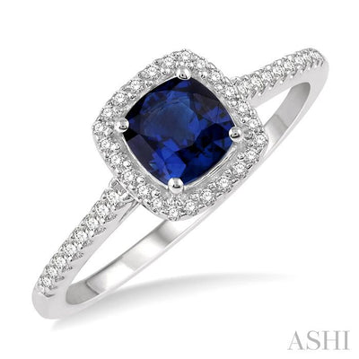Cushion Shape Gemstone & Halo Diamond Ring