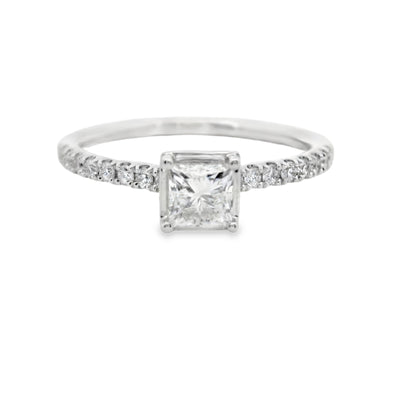Princess Diamond Straight Band Engagement Ring