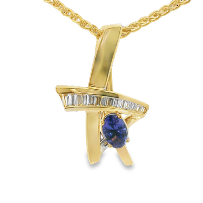 Tanzanite & Diamond Slide Pendant