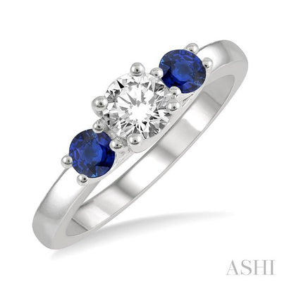 Round Shape Past Present & Future Gemstone & Diamond Ring