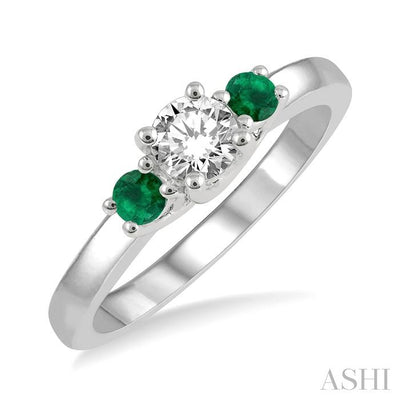 Round Shape Past Present & Future Gemstone & Diamond Ring