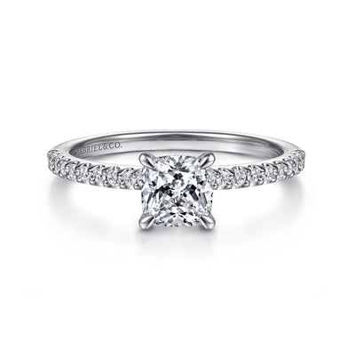 Cushion Diamond Straight Band Engagement Ring