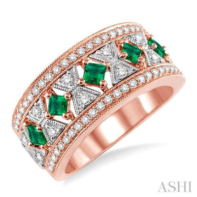 Princess Shape Gemstone & Diamond Fashion Band