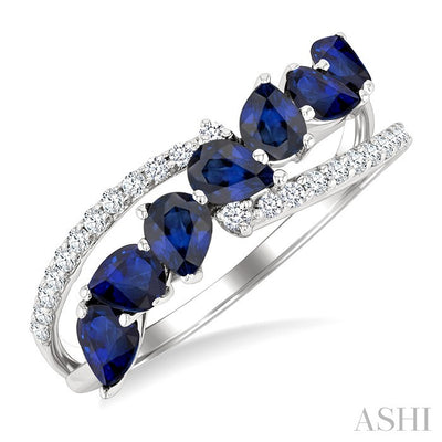 Pear Shape Gemstone & Diamond Fashion Ring