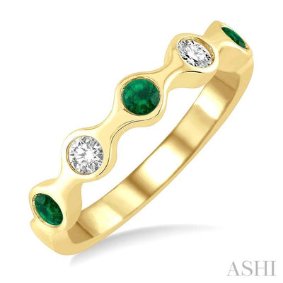 Stackable Bezel Set Gemstone & Diamond Band