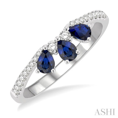 Pear Shape Gemstone & Diamond Fashion Band