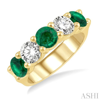 5 Stone Gemstone & Diamond Fashion Band