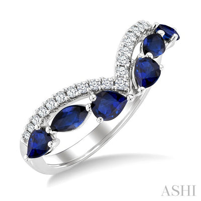 Chevron Gemstone & Diamond Fashion Band