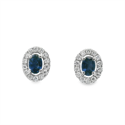 Sapphire & Diamond Stud Earrings