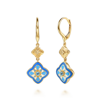 Bujukan Blue Topaz & Enamel Drop Earrings
