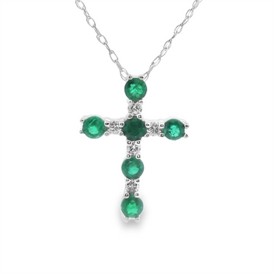 Emerald & Diamond Cross Pendant